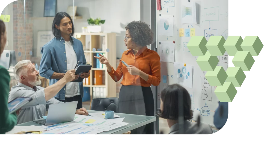 Equipe reunida para estudar informações sobre a analise mercado