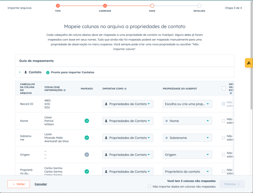 Guia como importar uma planilha para o HubSpot
